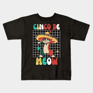 Cinco de Meow Cute Cinco De Mayo Cat Sombrero Kids T-Shirt